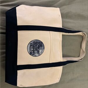 The Tonight Show Starring Jimmy Fallon Canvas Tote - Cream & Navy